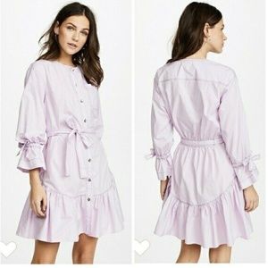 Rebecca Taylor La Vie Lilac Cotton Button Up Long Sleeve Dress